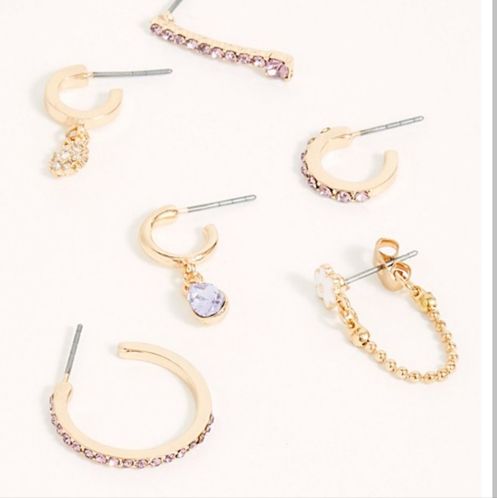 NWT Free People LA FLEUR EARRING SET IN LIGHT AMETHYST